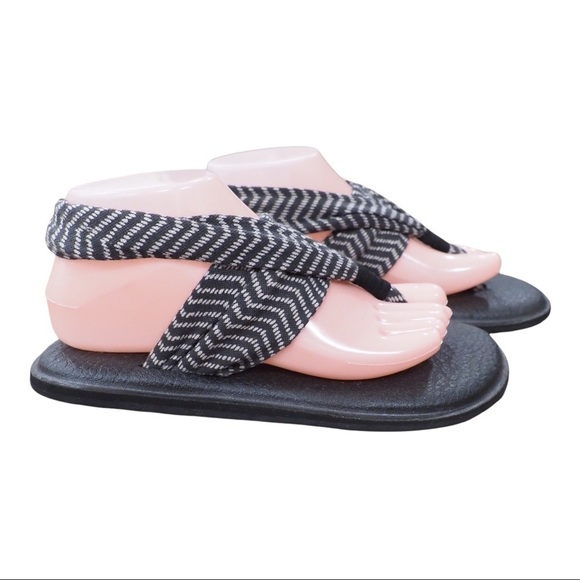 Sanuk sz 8 yoga sling sandal black white chevron - Picture 4 of 8